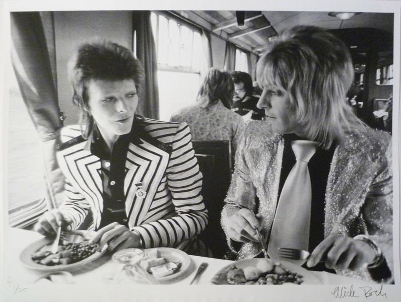 David Bowie and Mick Ronson, 'Lunch on British Rail to Aberdeen', May, 1973